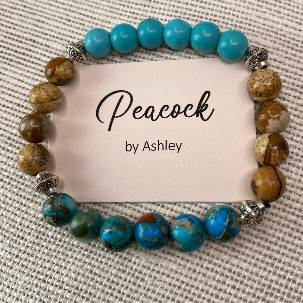 “Peacock” Hand Crafted Gemstone Bracelet